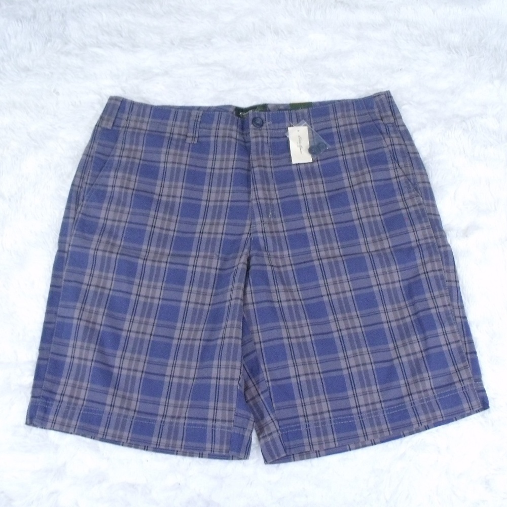 Eddie Bauer Blue Plaid Chino Shorts